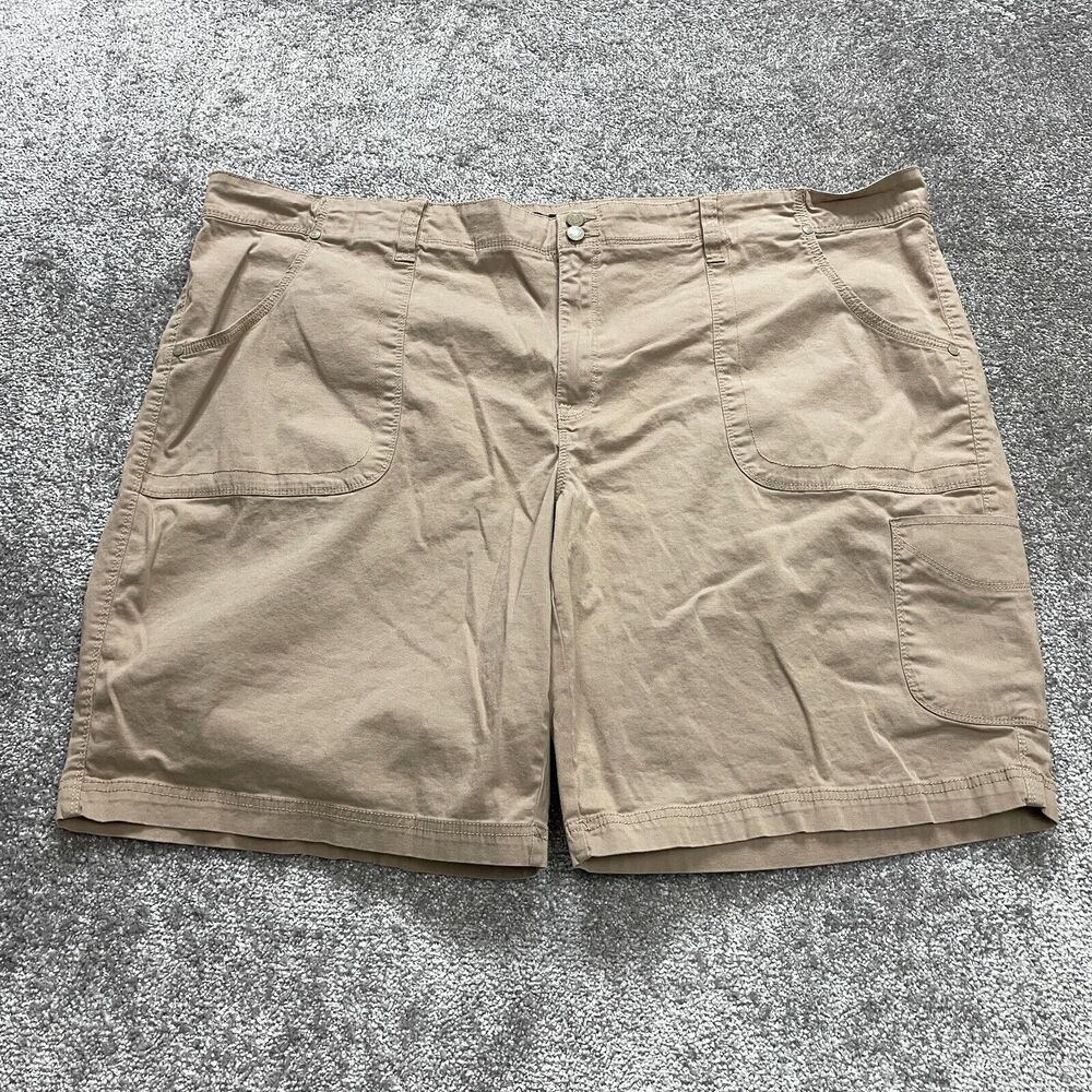 Gloria Vanderbilt Bermuda Shorts Womens Plus 24W Brown Khaki Average Cotton 11"